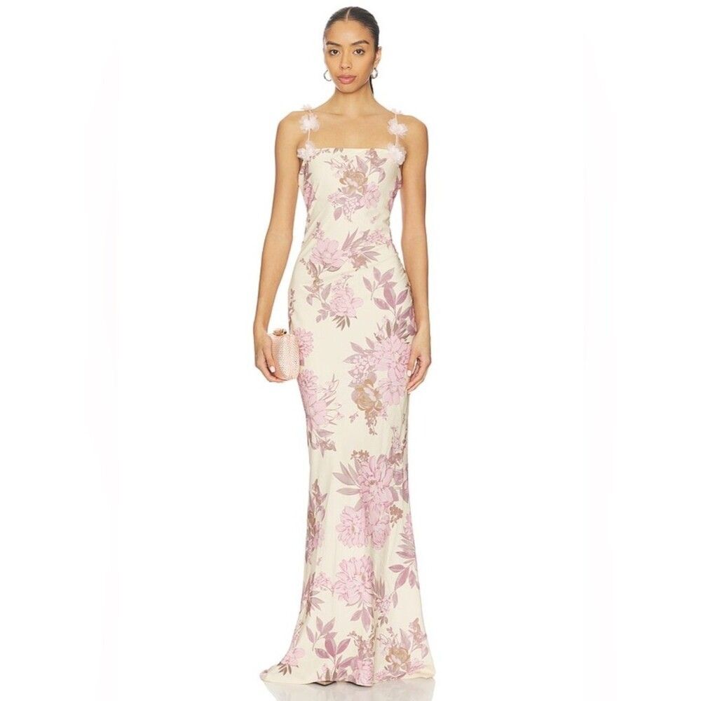 NEW BRONX BANCO Magnolia Rosie Off-Shoulder Floral Column wedding guest Gown - Picture 2 of 13